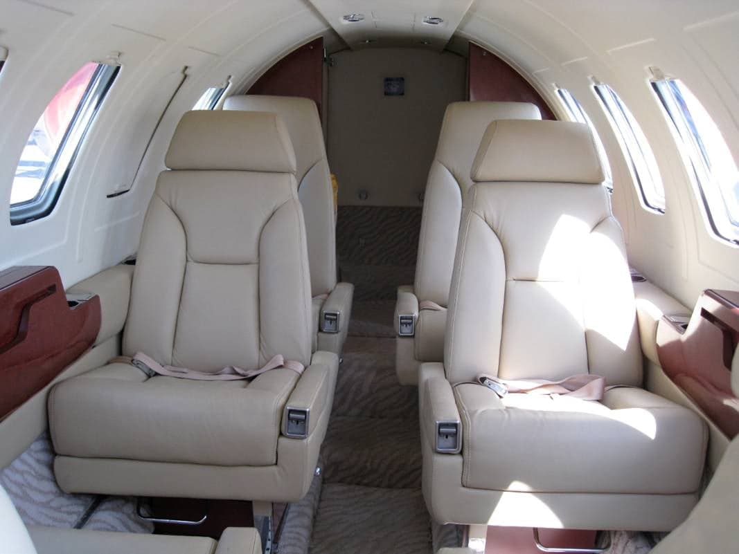 View of the Cessna Citation CJ1 cabin seats.