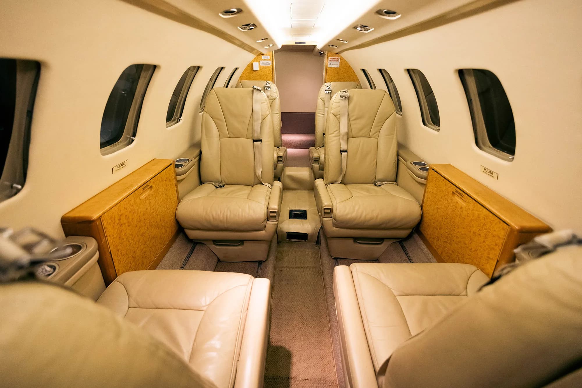 View of the Cessna Citation CJ1+ cabin seats.