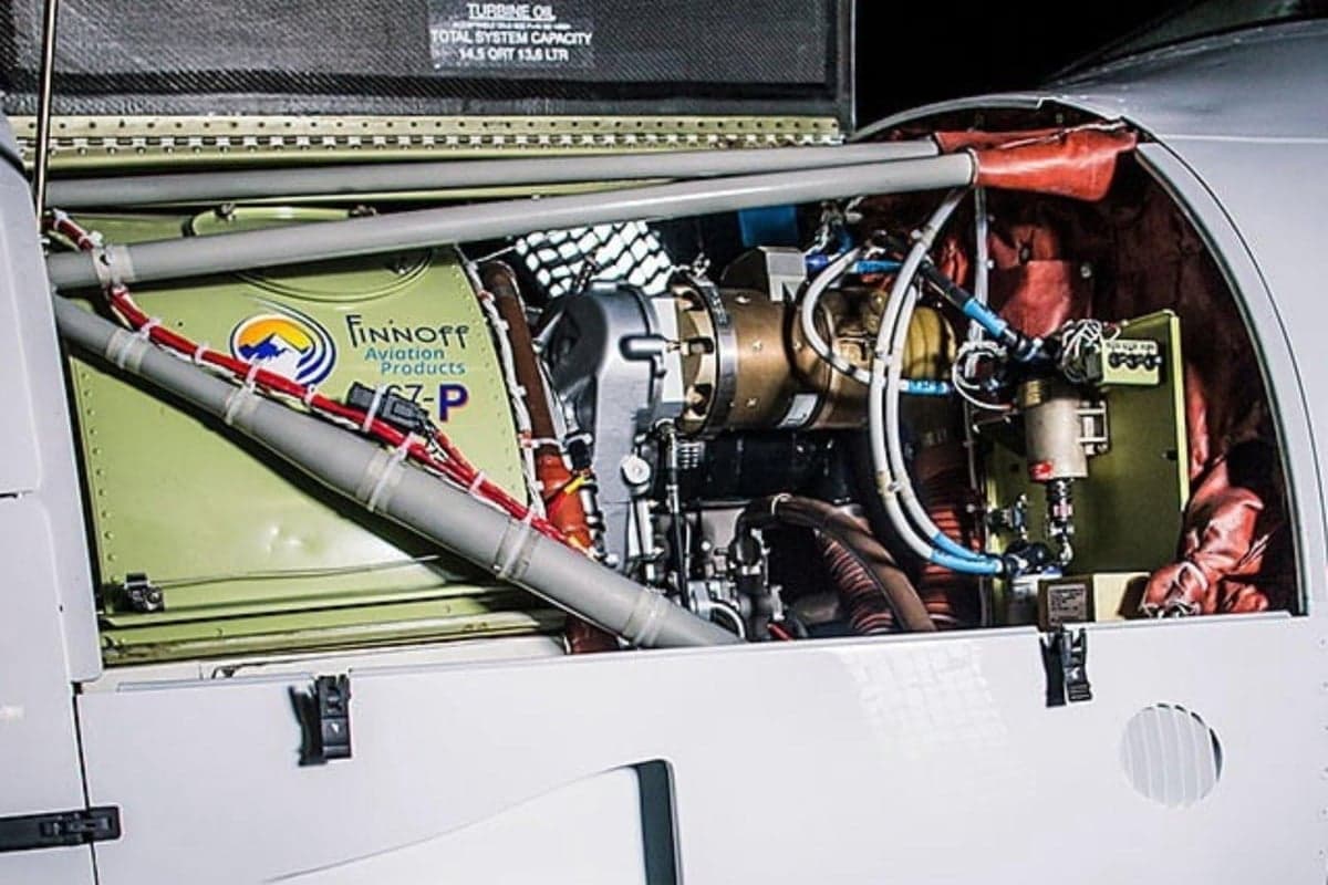 Close-up of the aircraft's engine compartment.