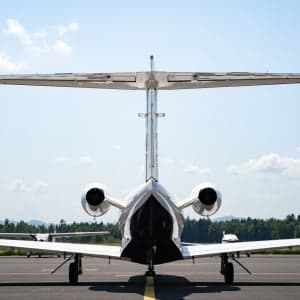 Rear view of a Cessna Citation CJ1+ on the tarmac.