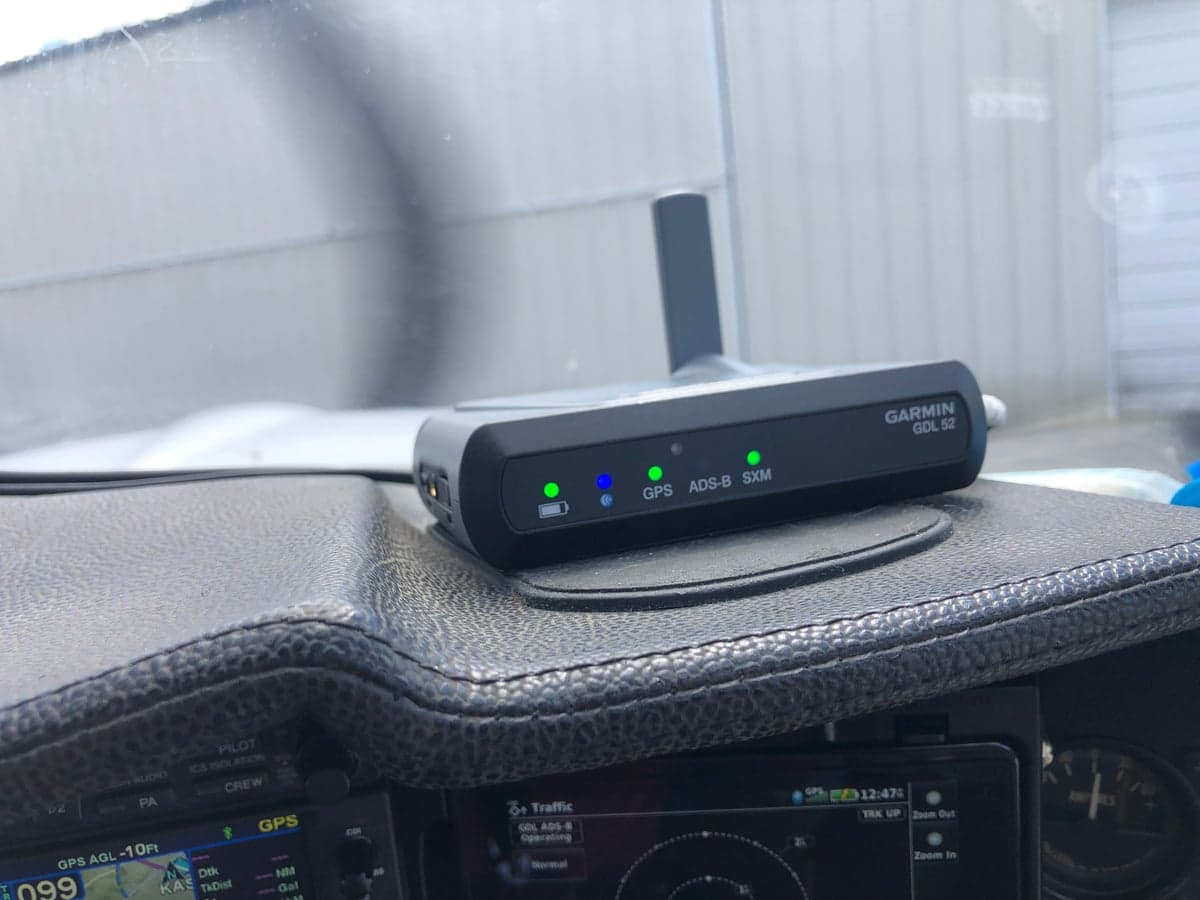 Close-up of the aircraft's Garmin GDL 52 unit.