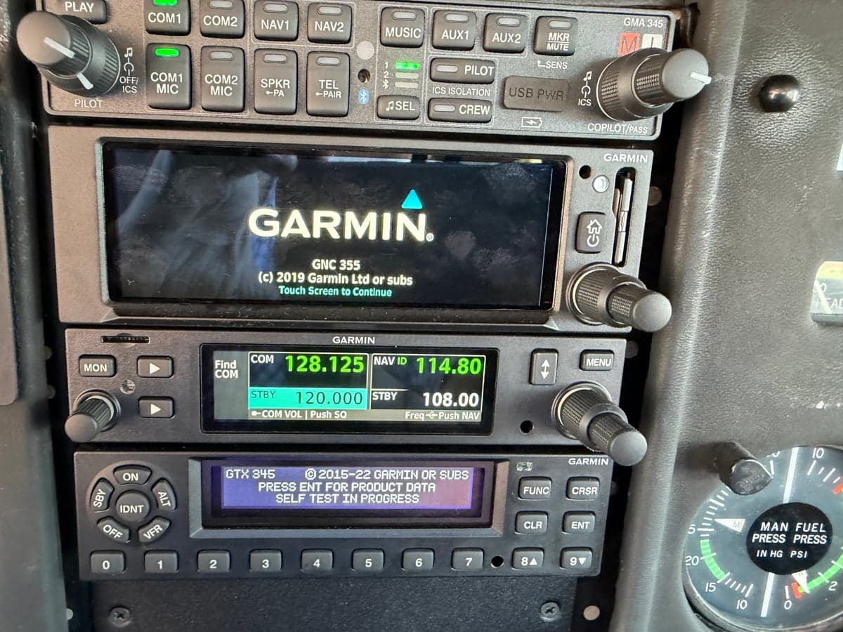 Garmin avionics in the cockpit.