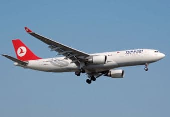 A Turkish Airlines Airbus A330 in flight.