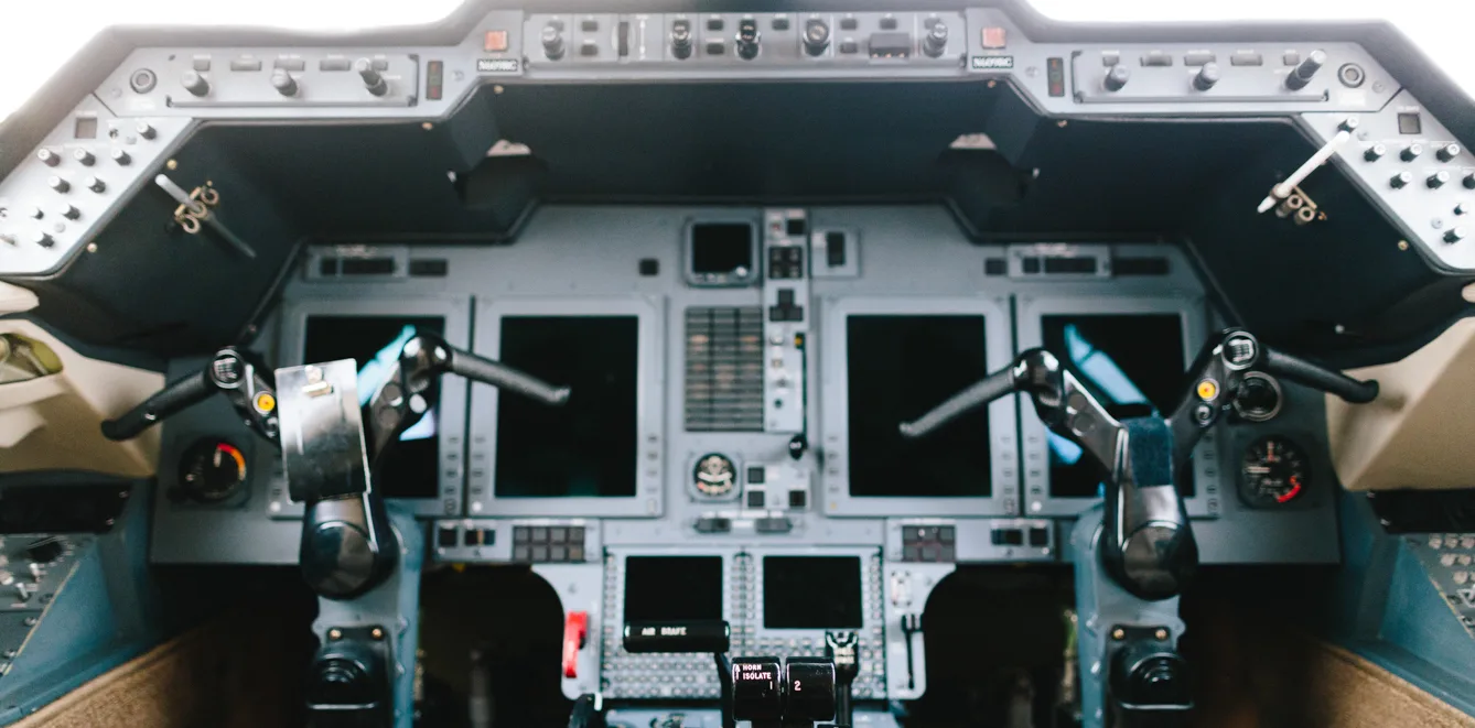 Close-up of the aircraft's instrument panel.