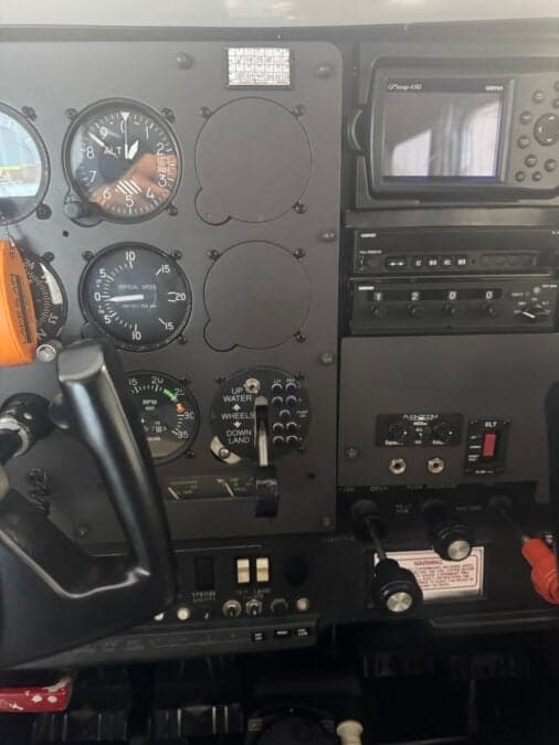 Close-up of the Cessna instrument panel.