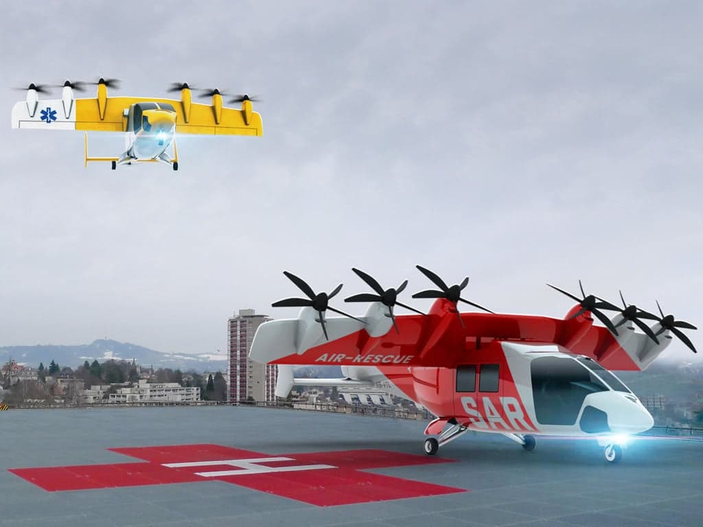 Two aircraft, one marked as Air-Rescue SAR, on a helipad.