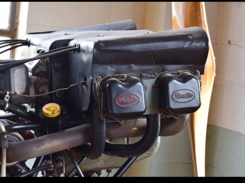 Close-up of the Franklin engine of the aircraft.