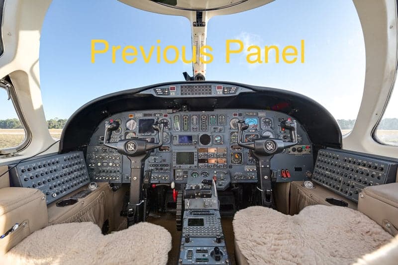 View of the aircraft cockpit instrument panel.
