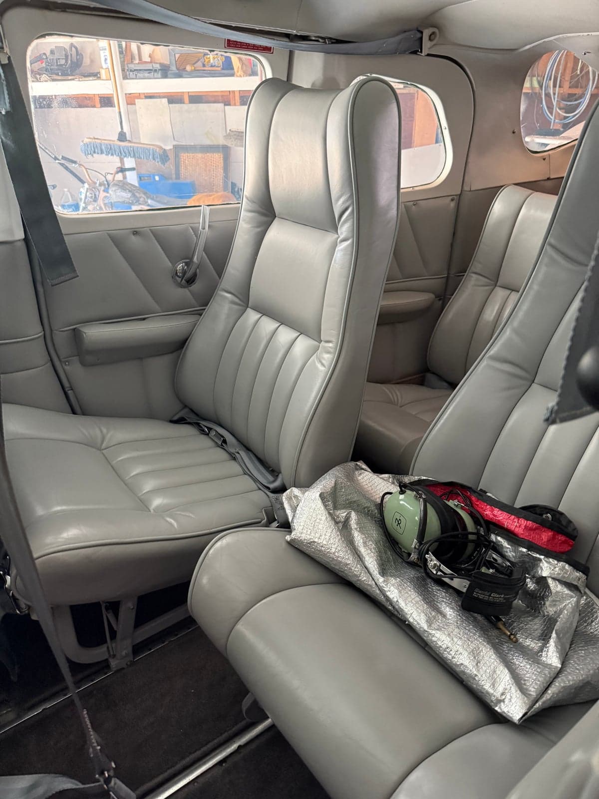 The interior of the aircraft showing the rear seats.