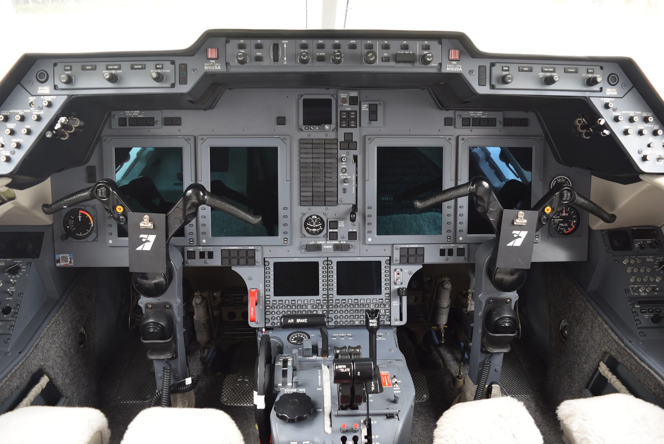 View of the aircraft cockpit instrument panel.