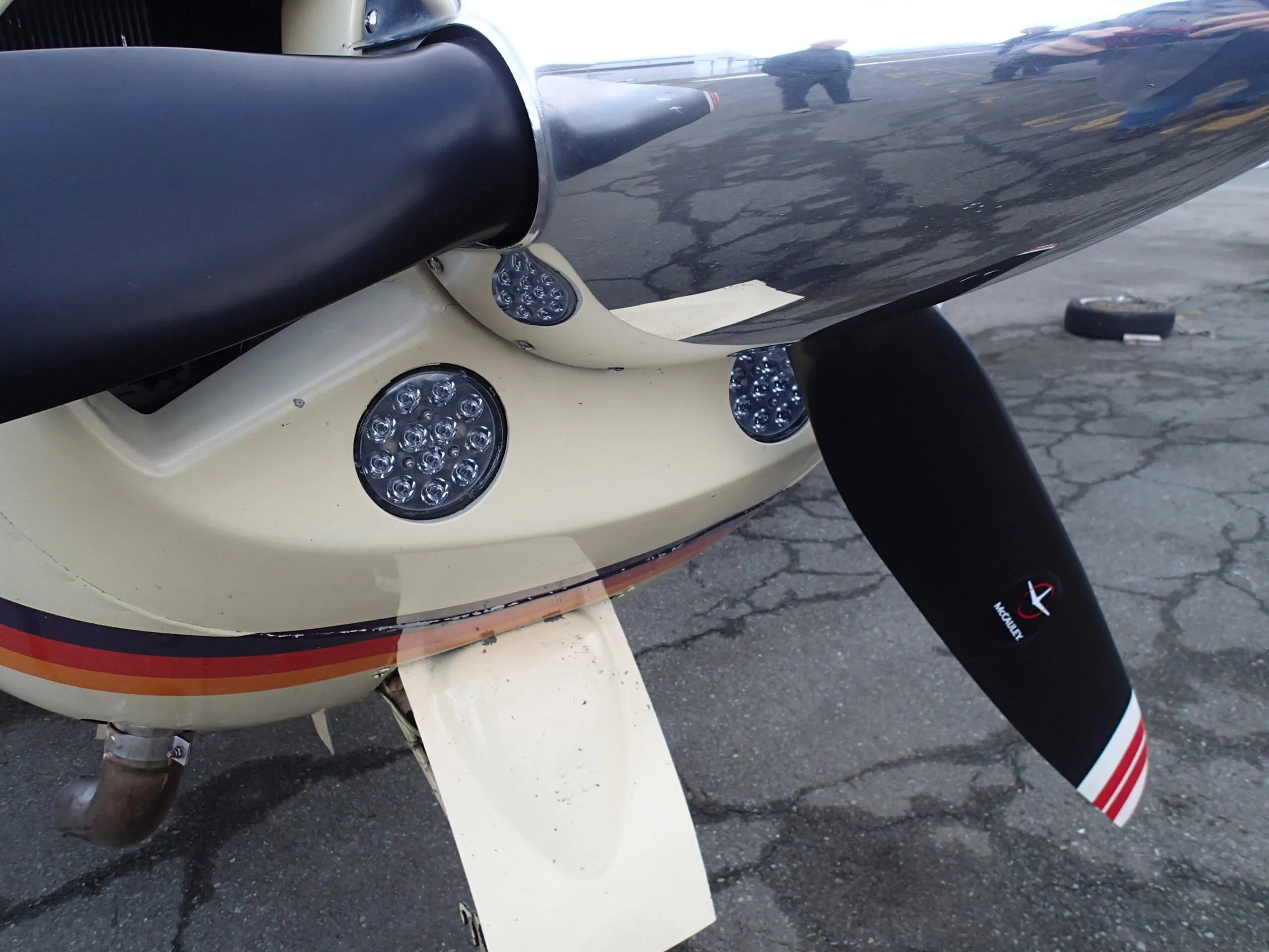 Close up of the propeller and nose of Cessna Cardinal RG C-FBXA.