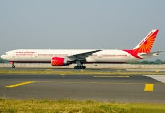 An Air India Boeing 777 on the runway.