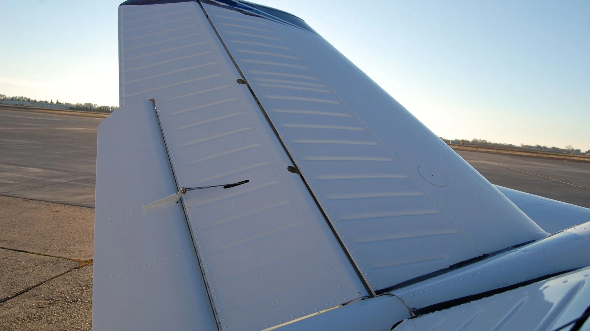 Close-up of the aircraft's tail section.