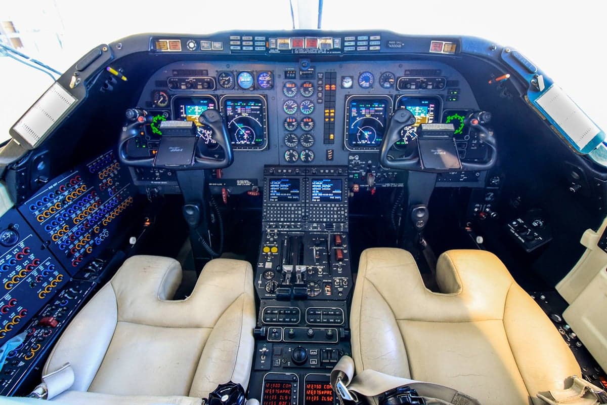 View of the Beechjet 400A cockpit instrument panel.