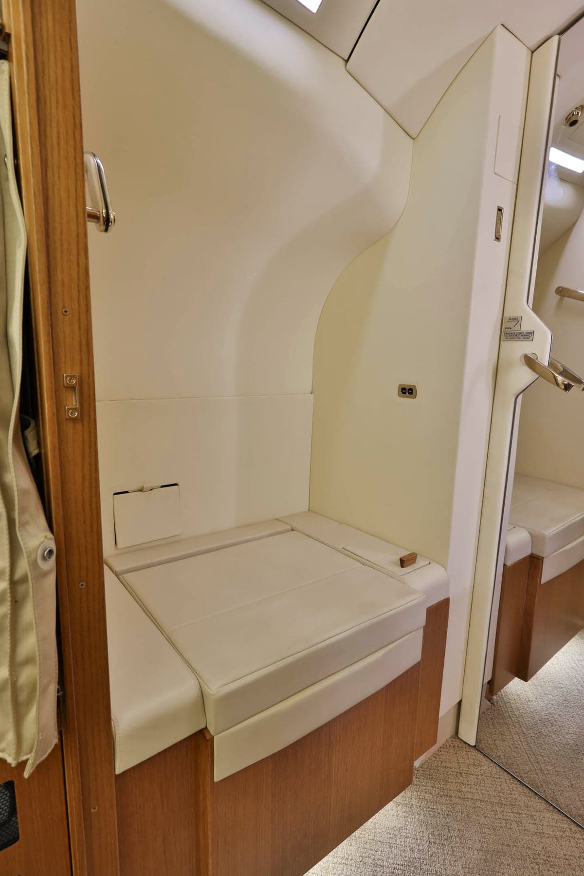 A small seating area inside the aircraft.