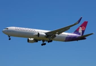 A Hawaiian Airlines Boeing 767 in flight.