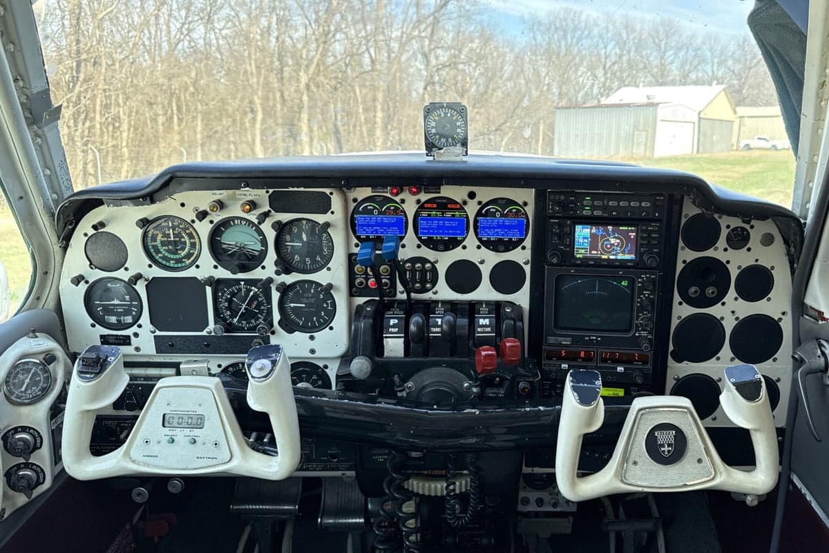 View of the aircraft's instrument panel.
