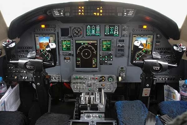 Detailed view of the aircraft cockpit instrument panel.