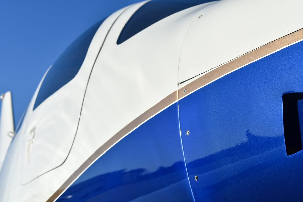 Close-up of the propeller and nose of Cirrus VK-30 aircraft N2517X.