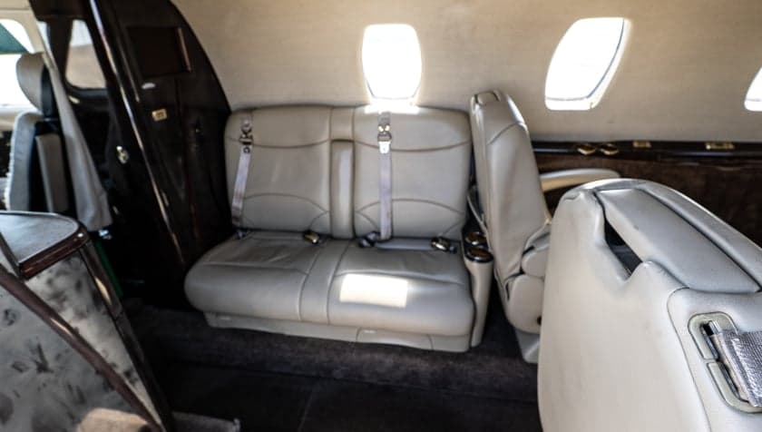 View of the aft cabin seats in the Cessna Citation CJ3.