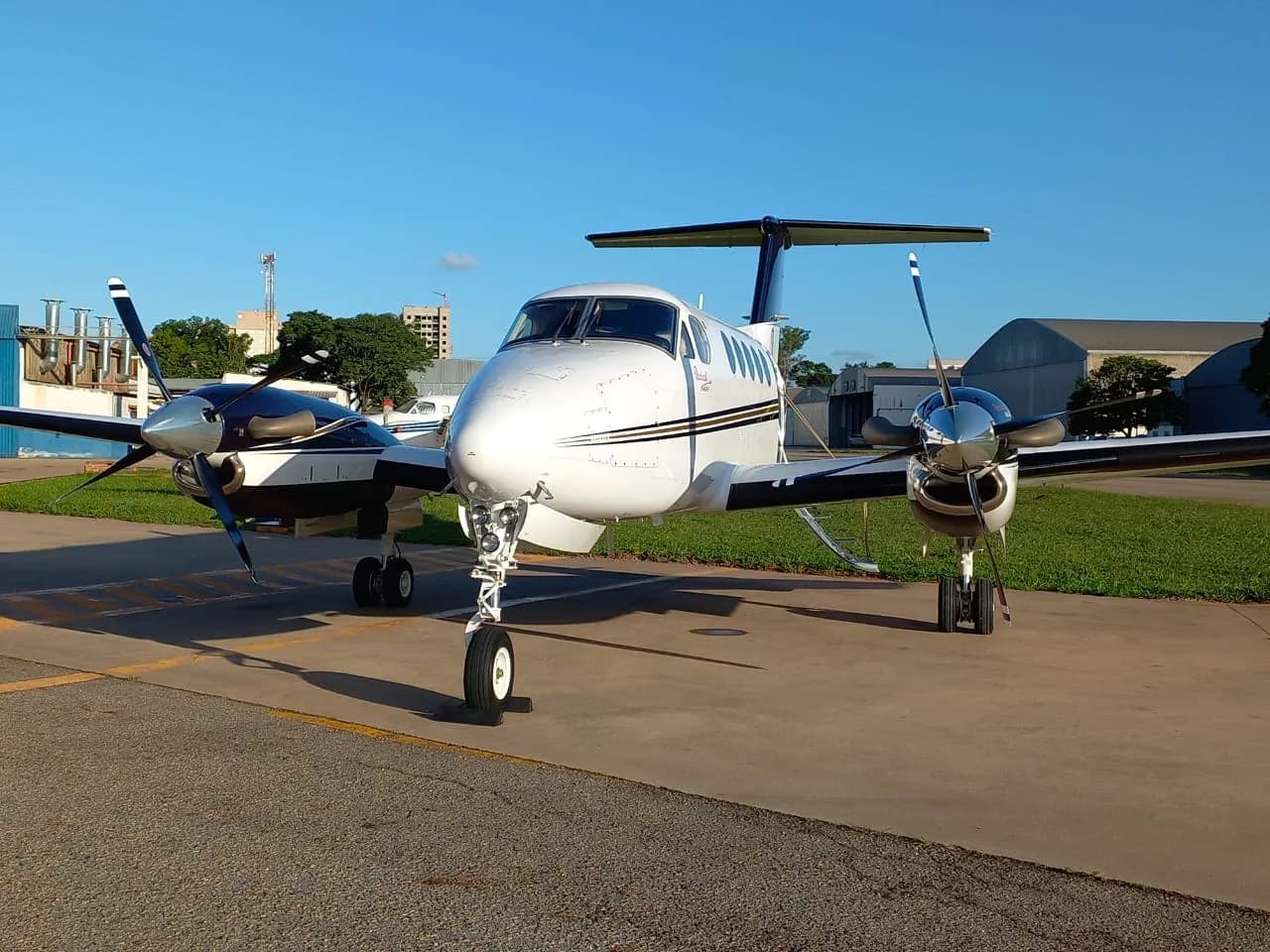 Beechcraft King Air 200 parked on the tarmac.