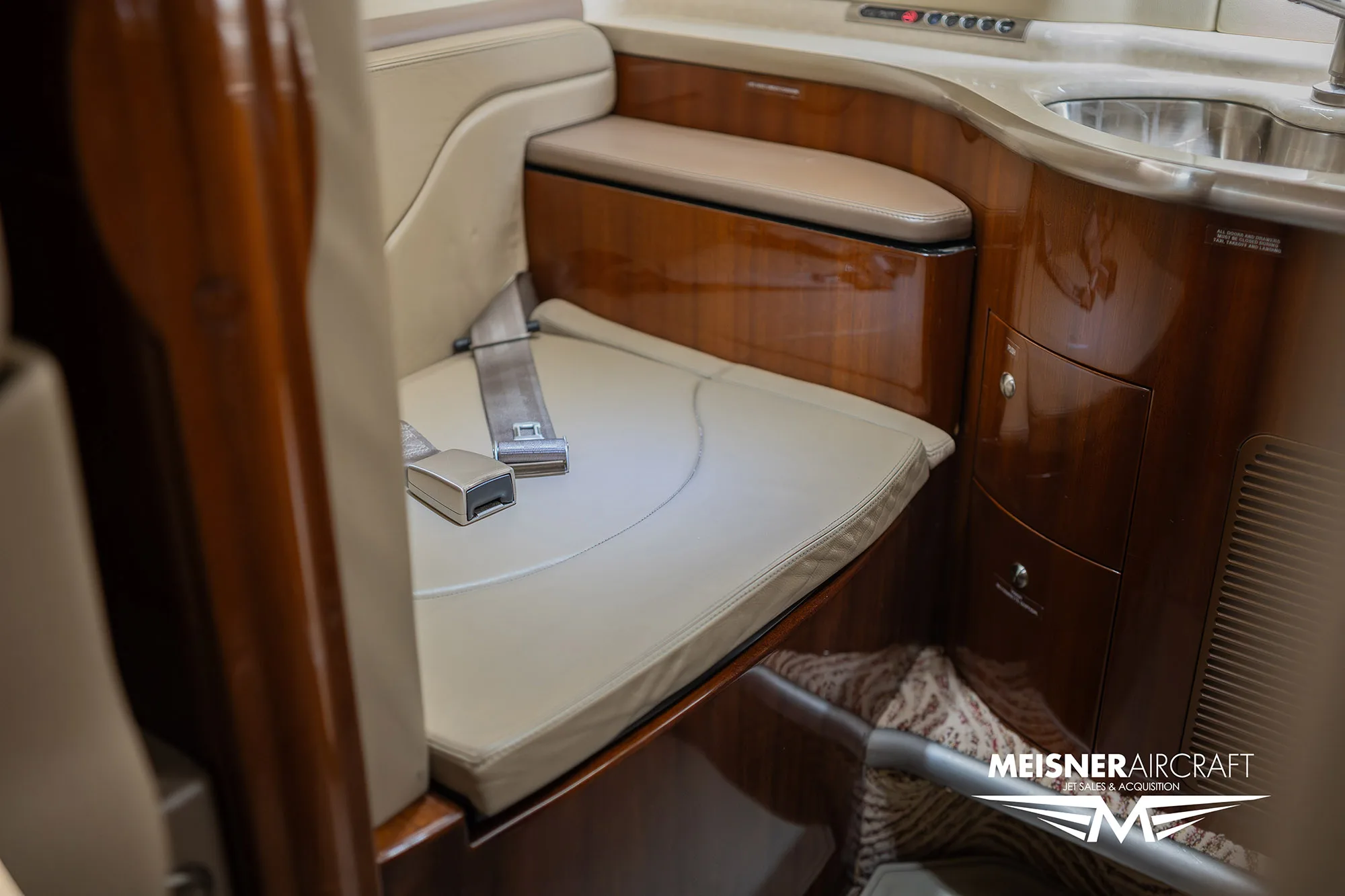 Interior view of the Learjet 45XR cabin seat.