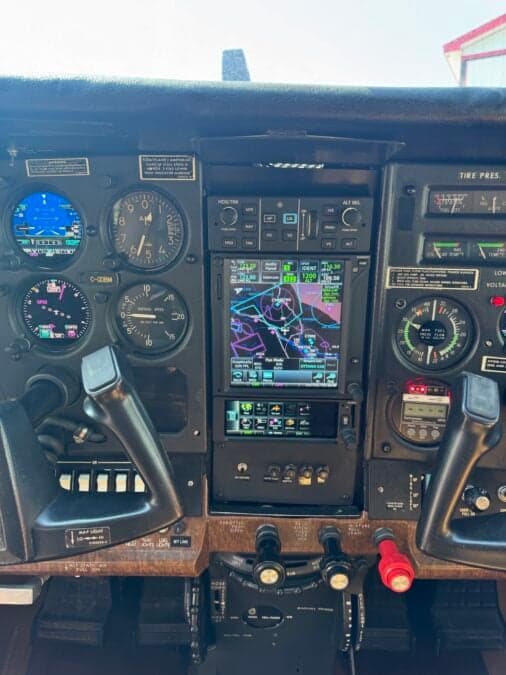 Close up of the instrument panel of a Cessna Stationair 6.