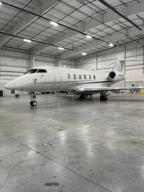 Challenger 350 in a hangar.