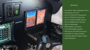 Close-up of the aircraft's avionics in the cockpit.