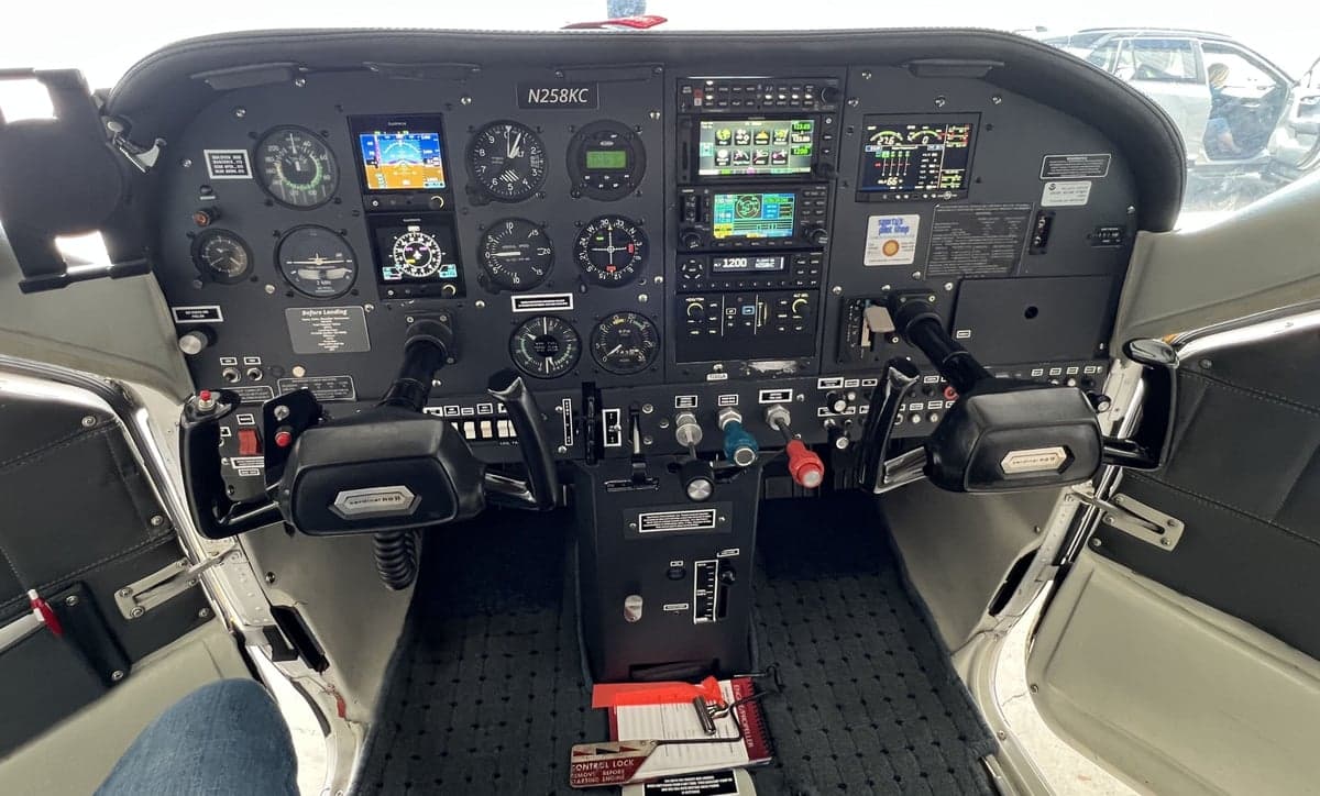 Detailed view of the aircraft's instrument panel and controls.
