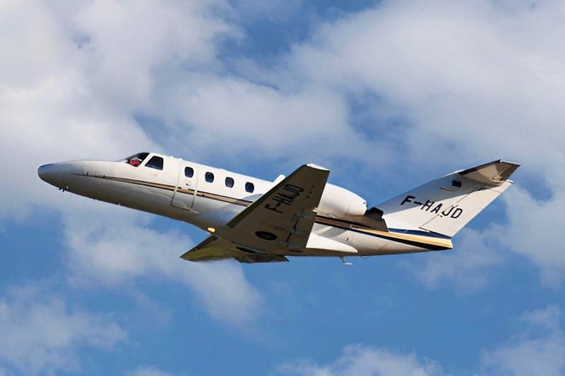 Cessna Citation CJ1 with registration F-HAJD in flight.