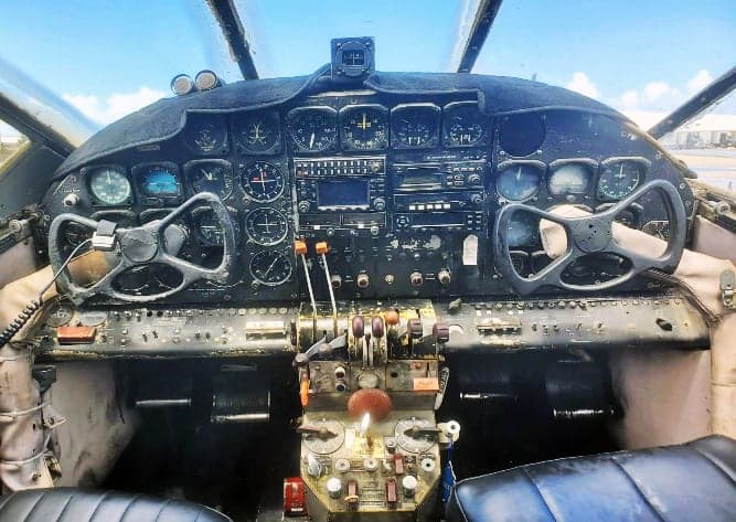 Detailed view of the aircraft's instrument panel and controls.