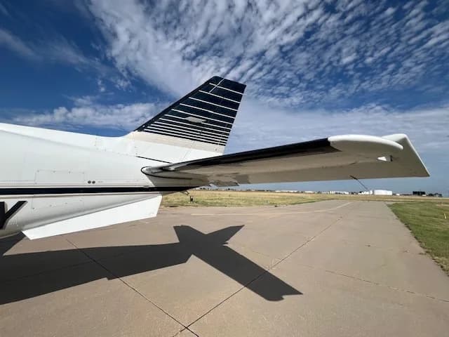 A view of the tail section of the Piper Cheyenne I.