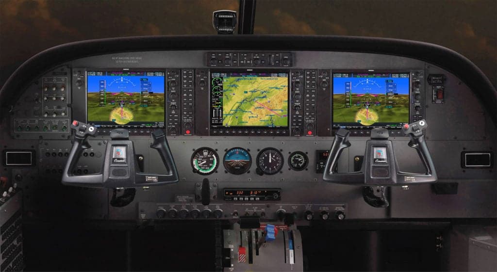 Detailed view of the aircraft's instrument panel and controls.
