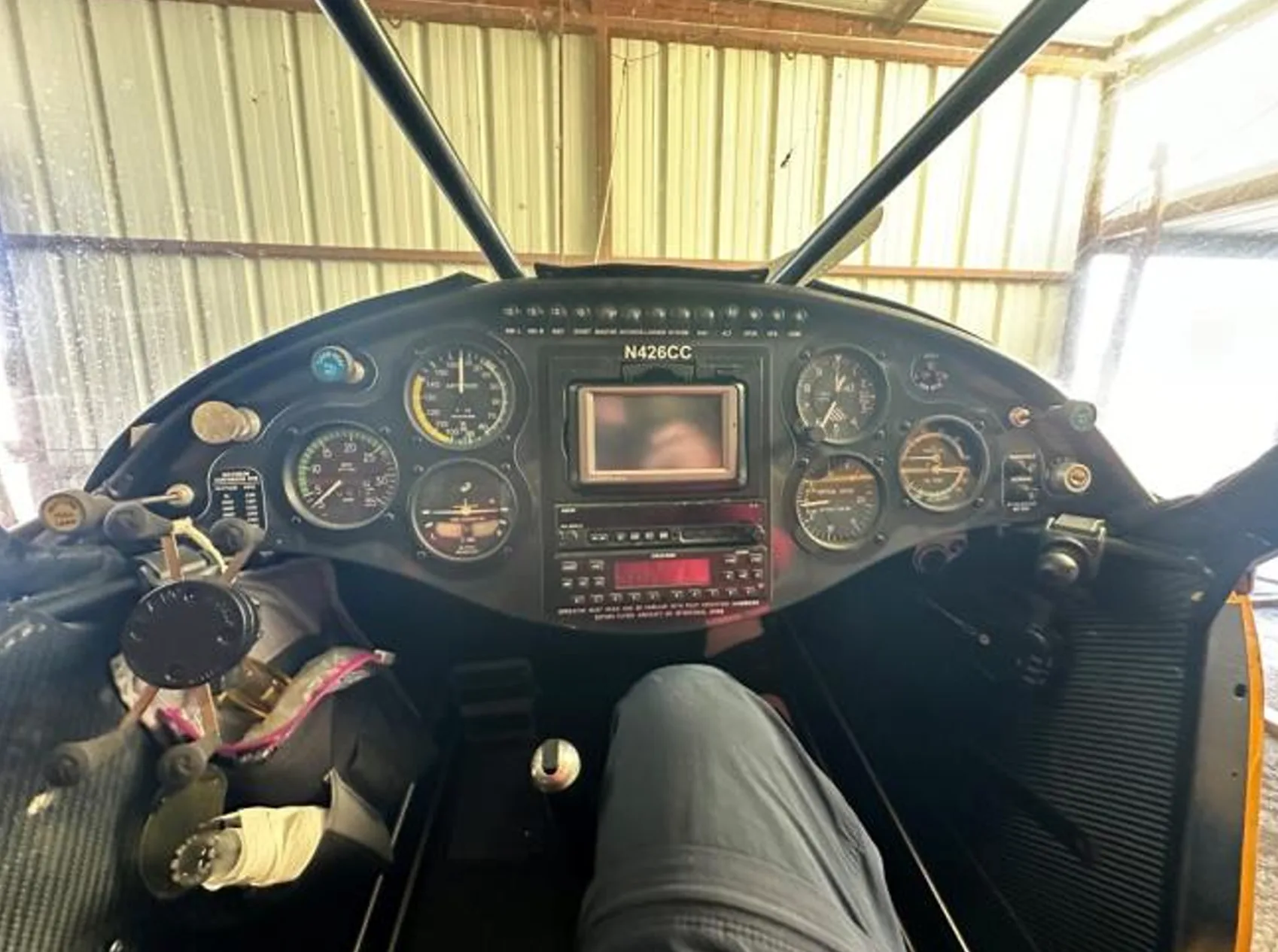 View of the instrument panel in the cockpit of the Carbon Cub aircraft, registration N426CC.