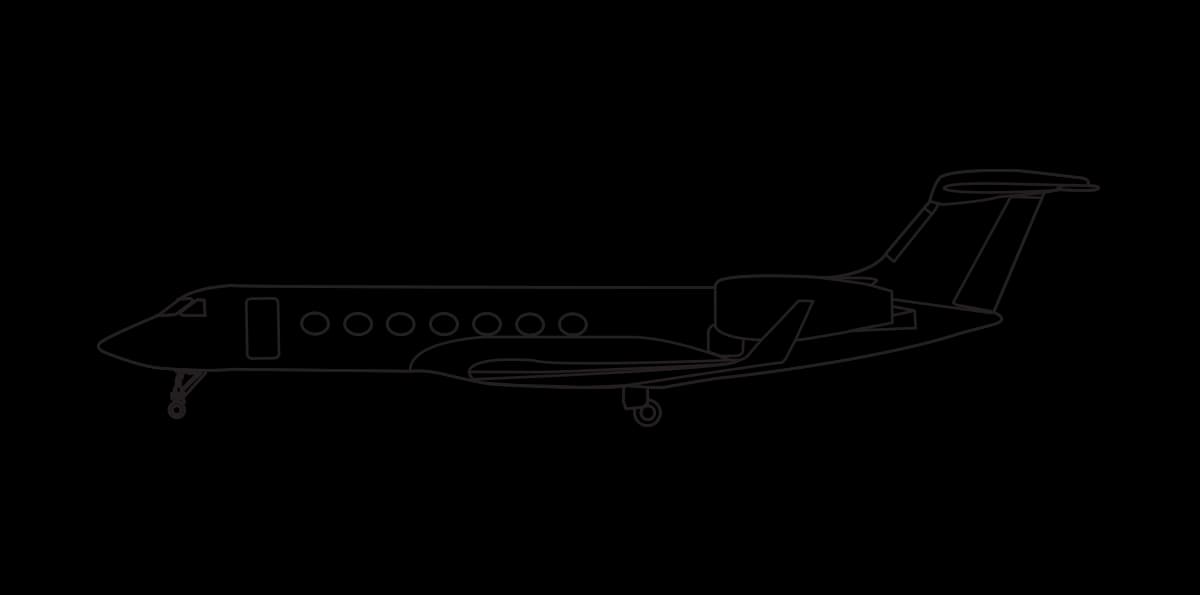 Line drawing of a Gulfstream aircraft.