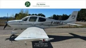 A Cirrus SR22 G3 aircraft with registration F-HMCJ on the tarmac.