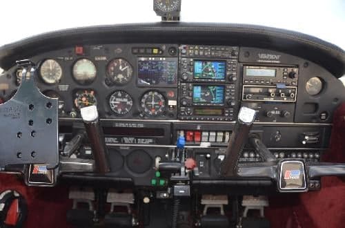 The cockpit of the aircraft features a full instrument panel.
