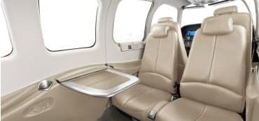 The instrument panel of an aircraft with dual screens and yokes.