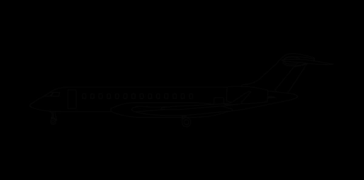 Line drawing of a Bombardier Global Express aircraft.
