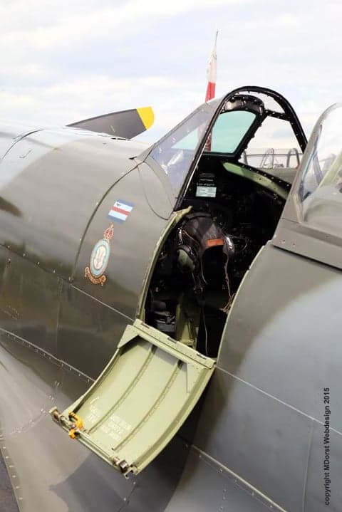 D-FSPT Supermarine Spitfire parked on the tarmac.