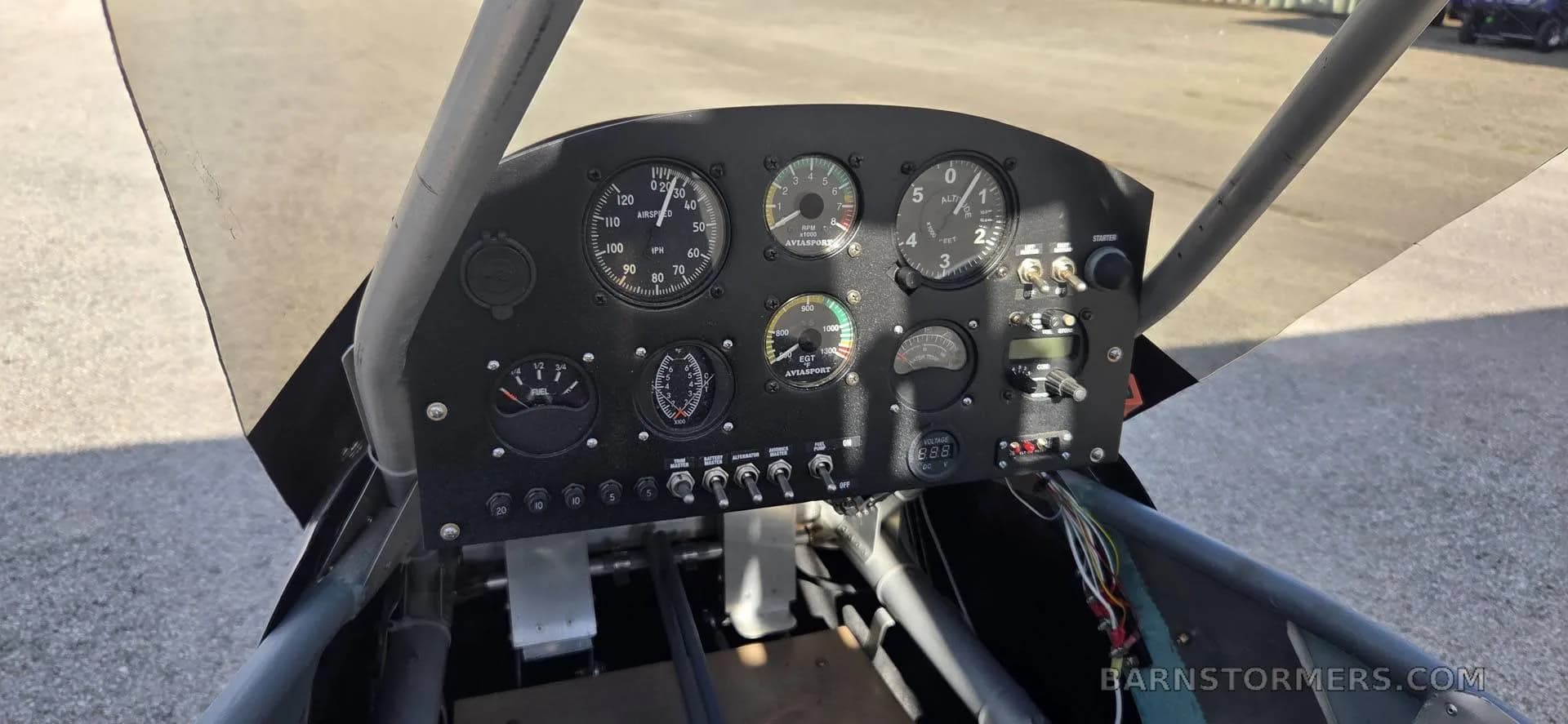 The instrument panel of an aircraft cockpit.
