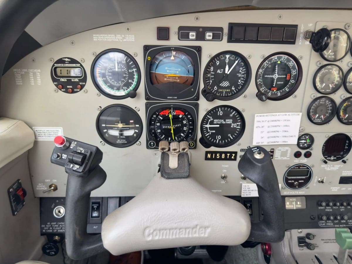 The instrument panel of the Commander 114B aircraft, N158TZ.