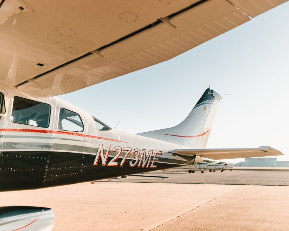 Close up of the tail and registration number N273ME on a Cessna 206 Turbo Stationair TC aircraft.