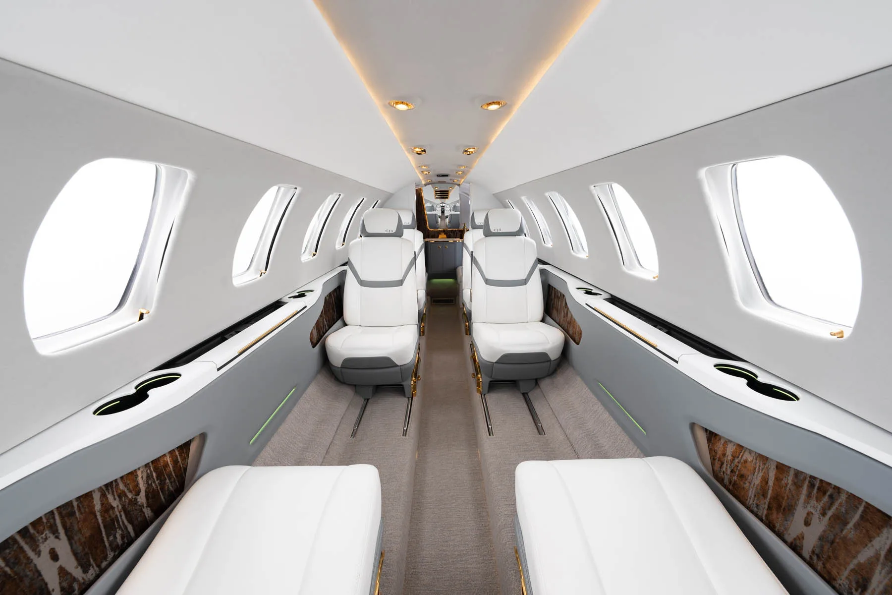A view of the Citation CJ3 cabin interior.