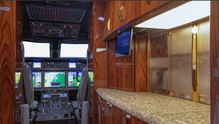 View of the Gulfstream G280 cockpit and cabin area.