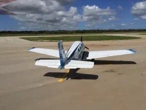 Rear view of the D-EUHW aircraft on the tarmac.