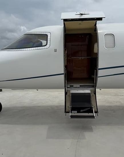 Close up of the Learjet's open door and steps.