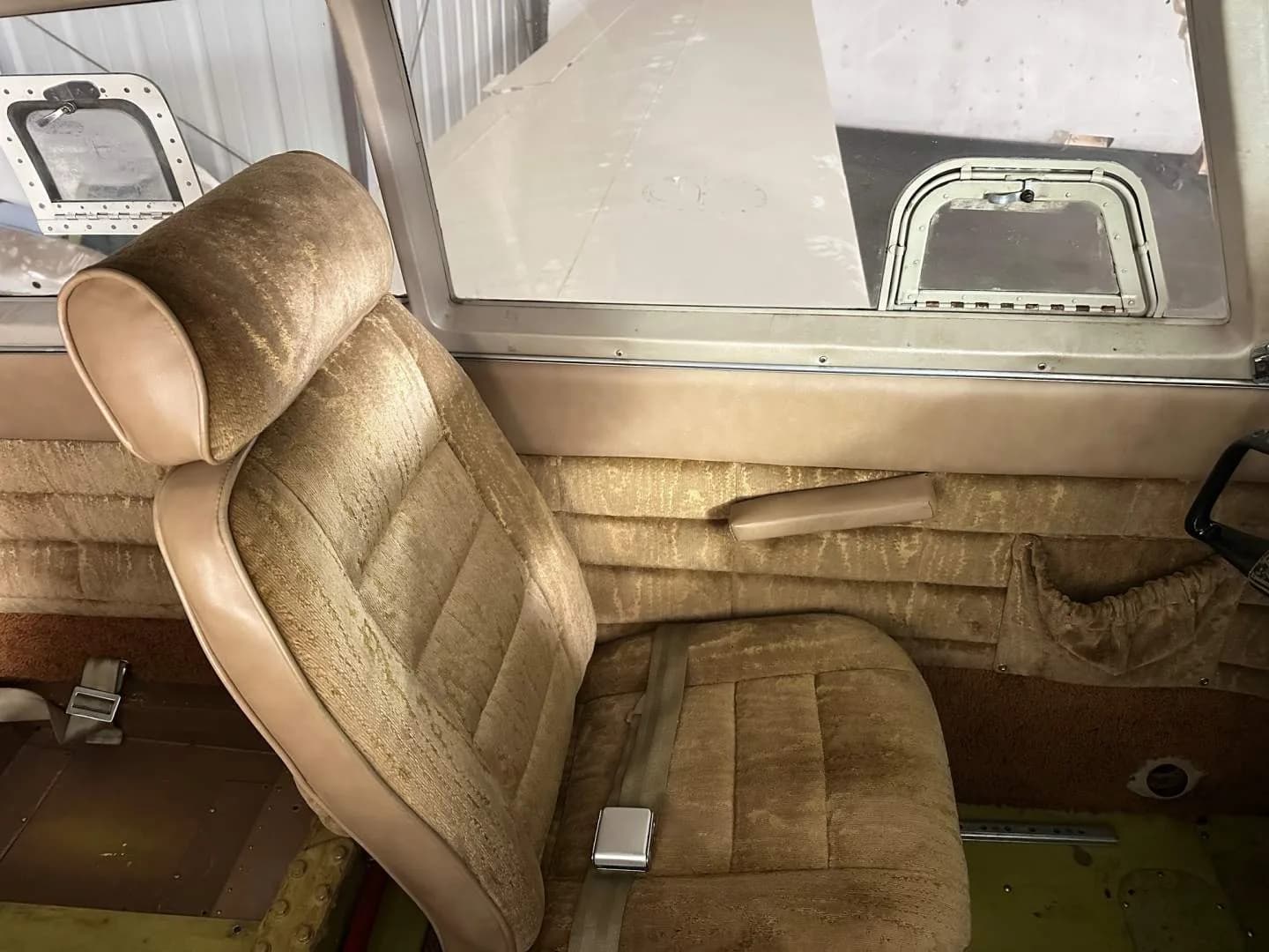 Close up of the front seat of the aircraft.