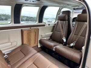 Interior of the Beechcraft Bonanza showing the seating arrangement.